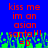 Blue background with red pixelated text reading 'kiss me im an asian santa!!' and '=D' below, green pixelated grass-like shapes at the bottom.
