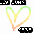 Pixelated heart-shaped gradient icon with text elements above and below, featuring green-to-orange color transition on white background.