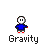 Pixel art character in blue shirt and red shoes with speech bubbles containing text like 'what', 'Goes', 'up', 'must', 'come', 'down', and 'WTF!' against gray background.