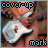 Pixelated image of a person holding a white electric guitar with blue accents, overlaid with 'cover-up' text at top and 'mark' text at bottom.
