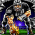 Pixelated image of two armored figures, one holding a sword and the other a glowing blue orb, standing on green ground against a dark background.