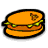 Pixelated sandwich with orange buns, green lettuce, brown patty, and visible pixelation on a white background.