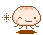 Four pixel-art frames of a round, smiling character with brown limbs and facial features on a gray background.