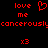 Red pixelated text and symbols on black background with repeated elements including 'love me', a heart, 'concerously', and 'x3' in two mirrored sections.