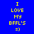 Blue background with yellow pixelated text reading "I LOVE MY BFFL'S =)" arranged vertically, featuring pink rectangular highlights on different lines across two views.