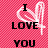 Pixelated icon with pink checkered background, black text "I LOVE YOU", and white heart outline.