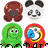 Animated pixel art of four distinct cartoon characters in a , each with unique color schemes and expressions