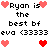 Pixelated text and heart symbols arranged in a pattern with alternating red and pink hearts, displaying 'Ryan is the best bf eva <3333' repeated twice