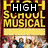Four pixelated display 'High School Musical' text and character images with black-and-white lettering