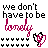 Pixelated text and symbols repeat in a pattern with animated heart sequences