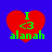 Red heart shape with green text "I <3 alanah" on solid blue background, four identical copies