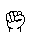 Pixelated white hand icons on gray background, each in distinct gesture positions including fist, open palm, and finger-pointing, arranged in three of four