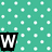 Green background with white polka dots, two black-and-white 'W' icons and one circular target icon.