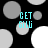 Animated icon with cyan text 'GET SILU' over black background of gray and white circles, showing subtle circle position shifts across frames.