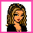 A 2x2 contact sheet of pixel art frames showing a cartoon woman with blonde hair and pink text labels, framed in bright pink borders on white backgrounds.