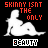 Static pixel art icon with white silhouettes of two figures on black background, red text "SKINNY ISNT THE ONLY" above and white text "BEAUTY" below.