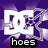 Purple background with white DC logo and silver chain; three black text boxes read 'hoes', 'before', and 'bros' in pixelated font.