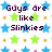 Pixelated text reads 'Guys are its always like Slinkies watch them fall down the stairs' over a repeating pattern of blue, green, and yellow stars on white background.
