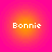 Four identical circular icons arranged in a , each displaying the text 'Bonnie' over an orange-to-pink gradient background