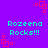 Static pixel art with purple background, green text reading "Rozeena Rocks!!!", and red square corner decorations.