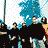 A 2x2 contact sheet of a pixelated animated icon featuring the Dave Matthews Band logo with