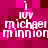 Pixelated pink and dark red background with white text reading 'i iuv michael minnion' in two identical horizontal sections, each section containing four vertical lines of text