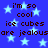 Blue background with light blue stars and repeated dark brown text reading "i'm so cool ice cubes are jealous" in a pixelated style.