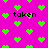 A static image with a bright pink background filled with scattered green heart shapes and the word 'taken' repeated in black pixelated text.