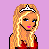 Pixel art icon of a blonde princess in red gown with tiara, shown as two separate frames on purple background with "Princess" text.