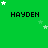 Green background with repeated 'HAYDEN' text and scattered white stars, some stars animated to appear and disappear.
