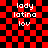 Red and black checkered background with white text 'lady latina lov' in four identical , each showing a different pixelated distortion pattern