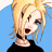 Pixelated cartoon character with blonde hair and open mouth on blue background next to green text reading Original Icons .com