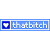 Blue rectangular banner with white text 'thot.bitch' and a heart symbol on the left, next to a pink background with purple text 'Visit' above an oval shape containing indistinct figures.
