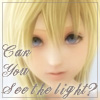 A static image of a stylized anime character with blonde hair and blue eyes, overlaid with cursive text reading "Can You See the light?".