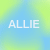 Two side-by-side pixelated text displays of 'ALLIE' against gradient backgrounds, one with white letters on green-blue and the other with dark blue letters on purple-orange.