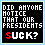 Six identical pixel-art frames arranged in a 3x2 contact sheet showing text-based political commentary with animated color changes on the word "SUCK".
