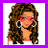 A 4-frame animated contact sheet showing a cartoon woman with long brown hair and red sunglasses, followed by three pink gradient frames with text variations.