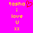 Yellow text and red heart on bright pink background with static text below.