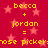 Red background with pink stars and yellow text reading 'becca + jordan = rose picker' repeated twice in a pattern