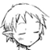Static grayscale pixel art icon of a stylized character face with abstract hair and partial facial features inside a circular border, rendered in low-resolution dithering style on white background.