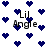 Pixelated blue hearts and text 'Lil Angle' on white background with animated heart movement.