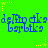 Green background with repeating blue text and yellow stars in a pattern