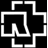 Two black-and-white pixelated frames of a stylized geometric icon with interlocking shapes on contrasting backgrounds.