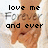 Pixelated image of a hand with text overlay reading 'love me forever and ever' in black block letters.