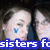 Pixelated image of a person with light skin and dark hair, wearing blue clothing, with visible text 'sisters fo' at the bottom.