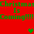 Red background with green pixelated text repeating "Christmas Is Coming!!!!!" and three heart symbols in different colors.