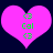 Two identical pink heart-shaped icons with green pixelated text and symbols on a dark blue background.