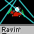 Pixelated character in red shirt with white head and green arms, surrounded by colored lines in various configurations