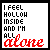 16 identical pixel art with white backgrounds, each displaying red and black text reading "I FEEL HOLLOW INSIDE AND I'M ALL alone" with a small red star above the word "alone."