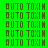 Green and blue pixelated with repeated 'AUTO TOXIN' text in dark brown, featuring blue horizontal bars